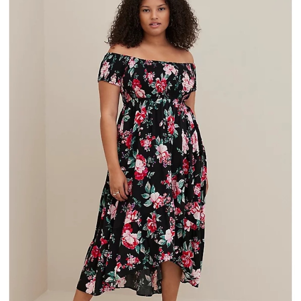 Torrid Maxi Challis Off-Shoulder Dress